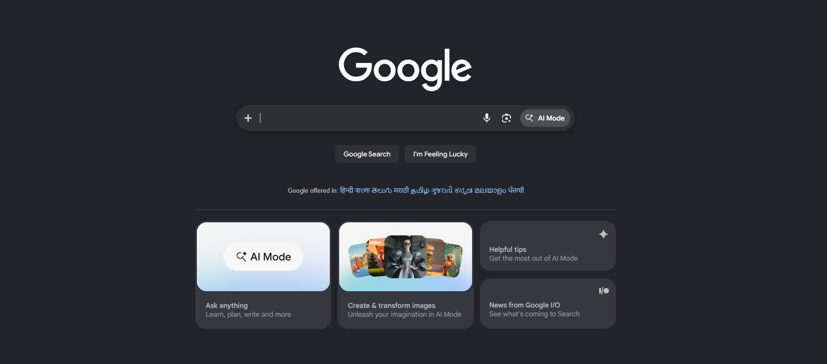 Google Search's new Home page