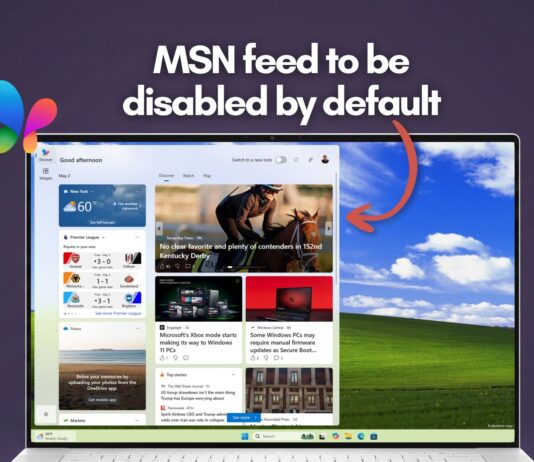 MSN Feed on the Widgets board will be disabled by default