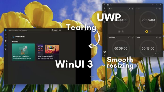 Microsoft is finally fixing the black tearing issue in WinUI 3 apps during window resizing.