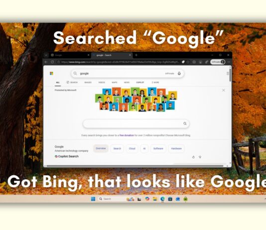 Microsoft is still spoofing Google in Bing