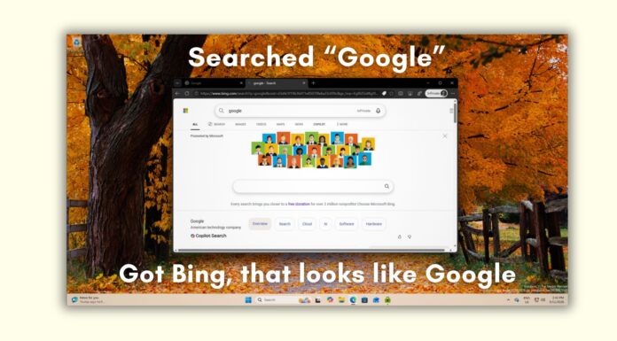 Microsoft is still spoofing Google in Bing