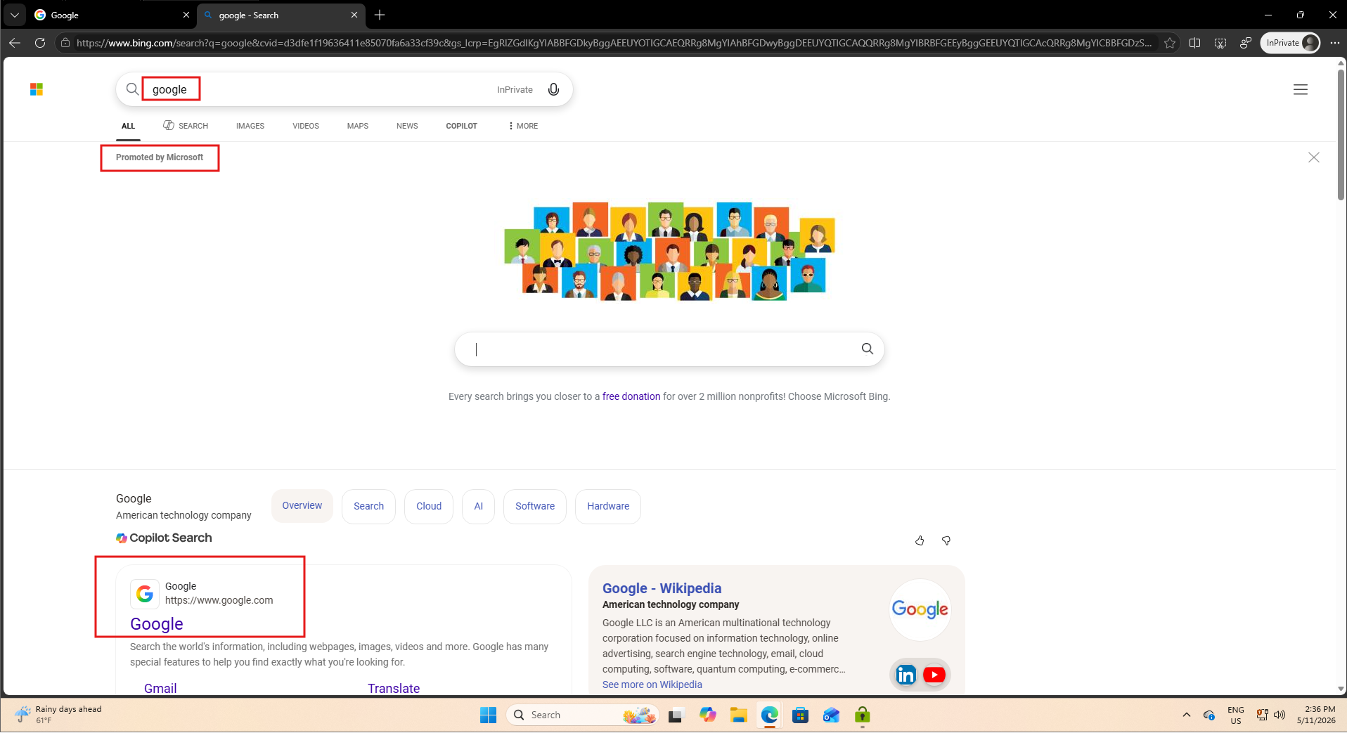 Microsoft still tries to spoof Google on Bing