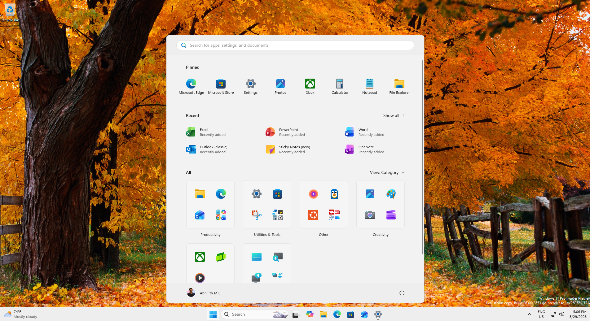 New Start menu