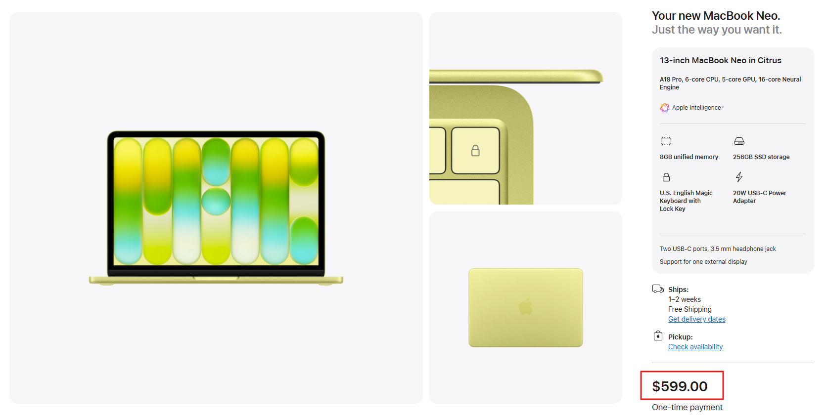 Price of MacBook Neo