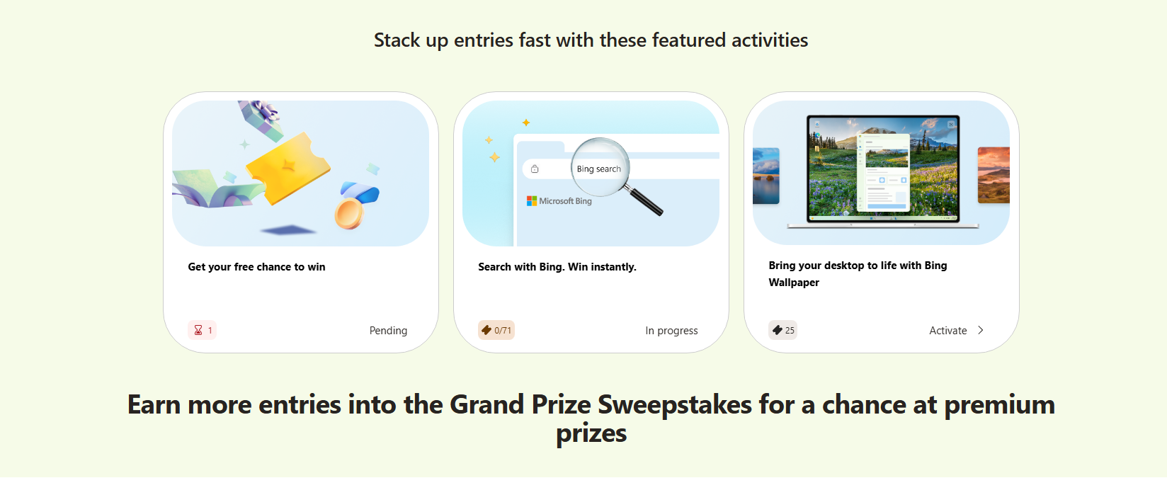 Stack up entries in Microsoft 1 million rewards