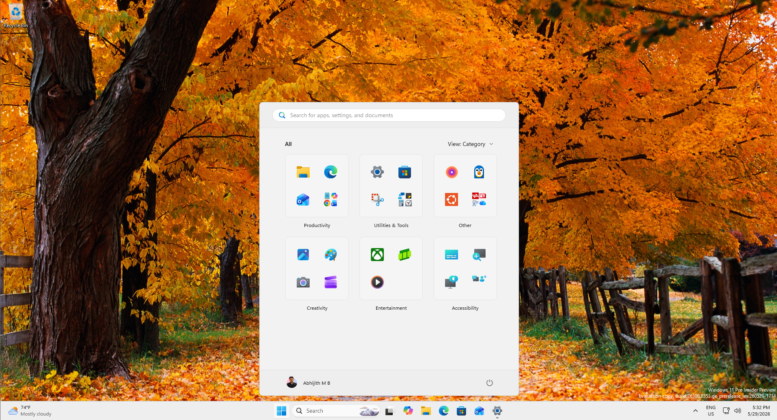 Start menu with the Small toggle turned on