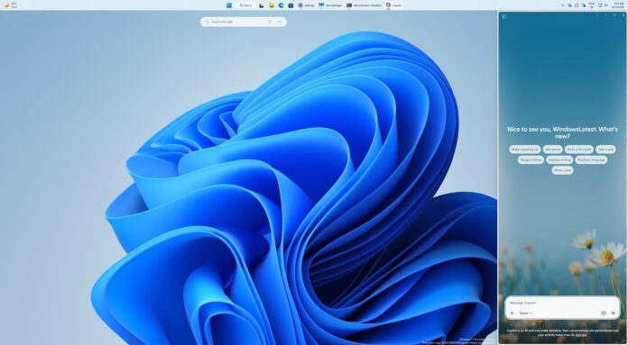 Windows 11 Copilot dock UI