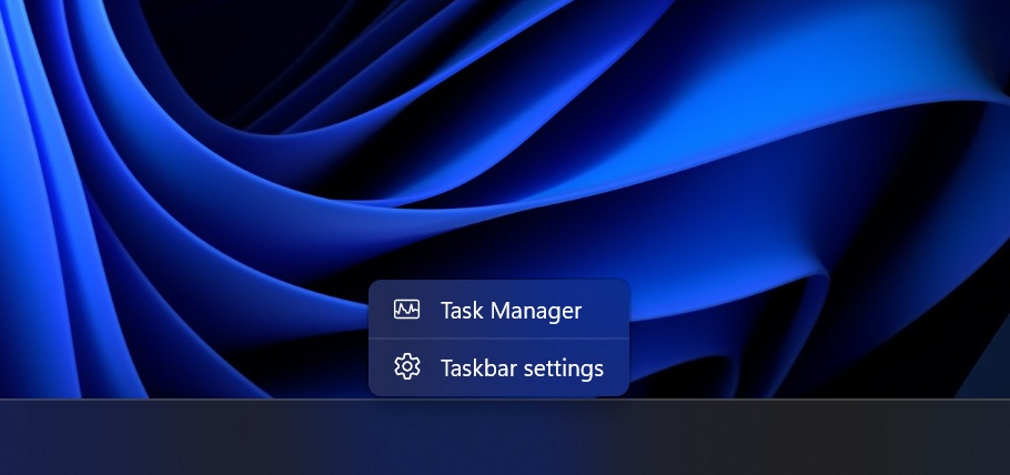 Windows 11 right-click menu for taskbar