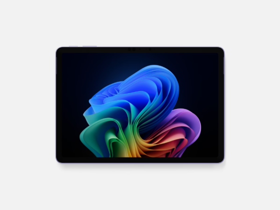 A top-down view of a Surface Pro in the color Violet.