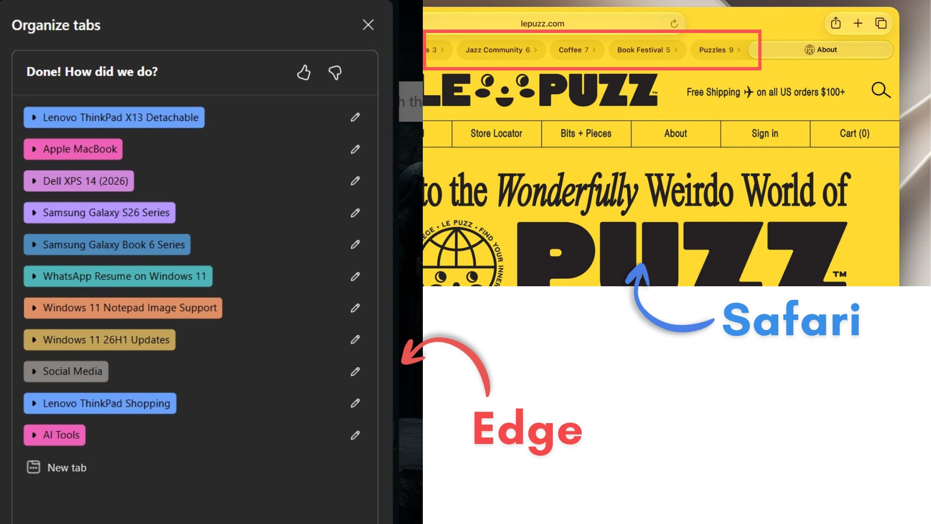 Apple Copied Microsoft's Tab Organizing feature