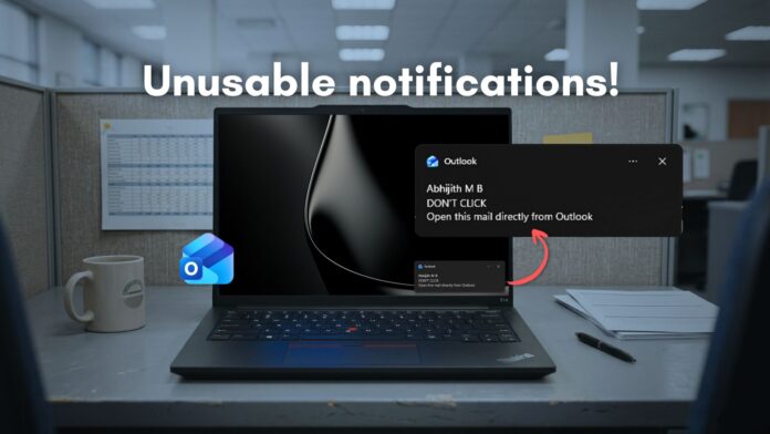 Clicking Outlook notifications will take longer to load the email than if you open the app and find the mail directly
