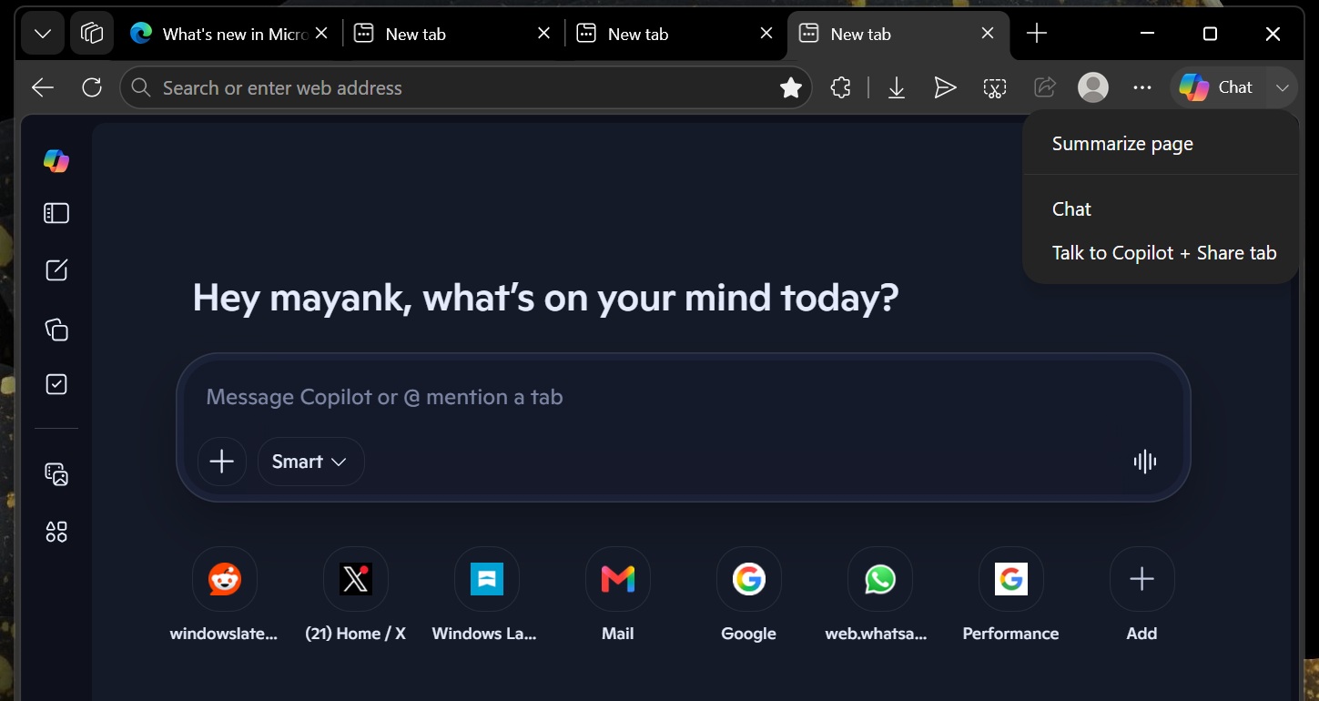 Edge 149 without Collections and Sidebar