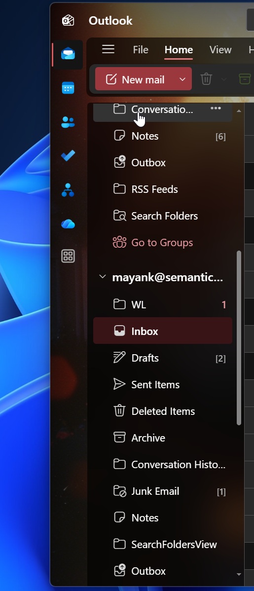 Folder count in New Outlook