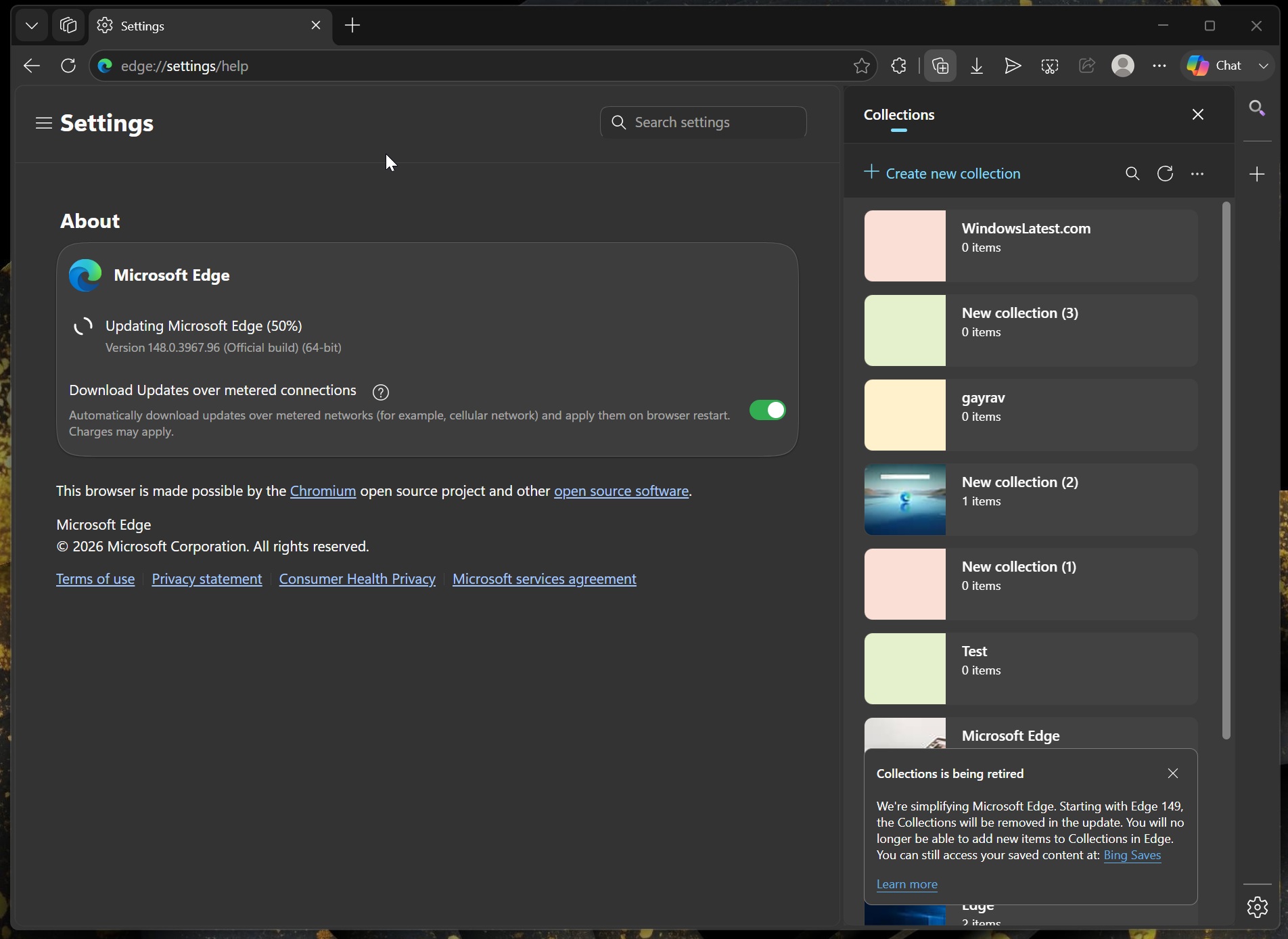 MIcrosoft Edge Collections feature