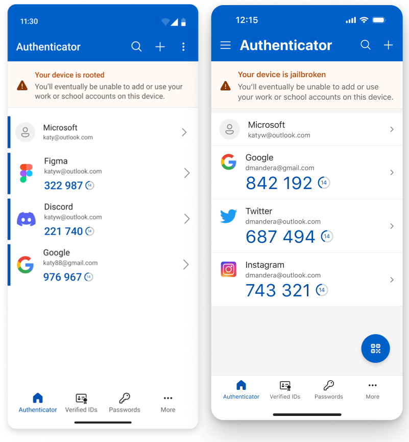 MS Authenticator Root and jailbreak warning