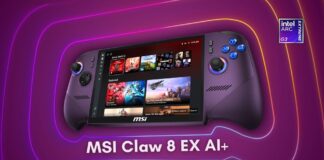 MSI Claw 8 EX AI+ gaming handheld with Intel Arc G3 Extreme processor running Windows 11 in Xbox Mode