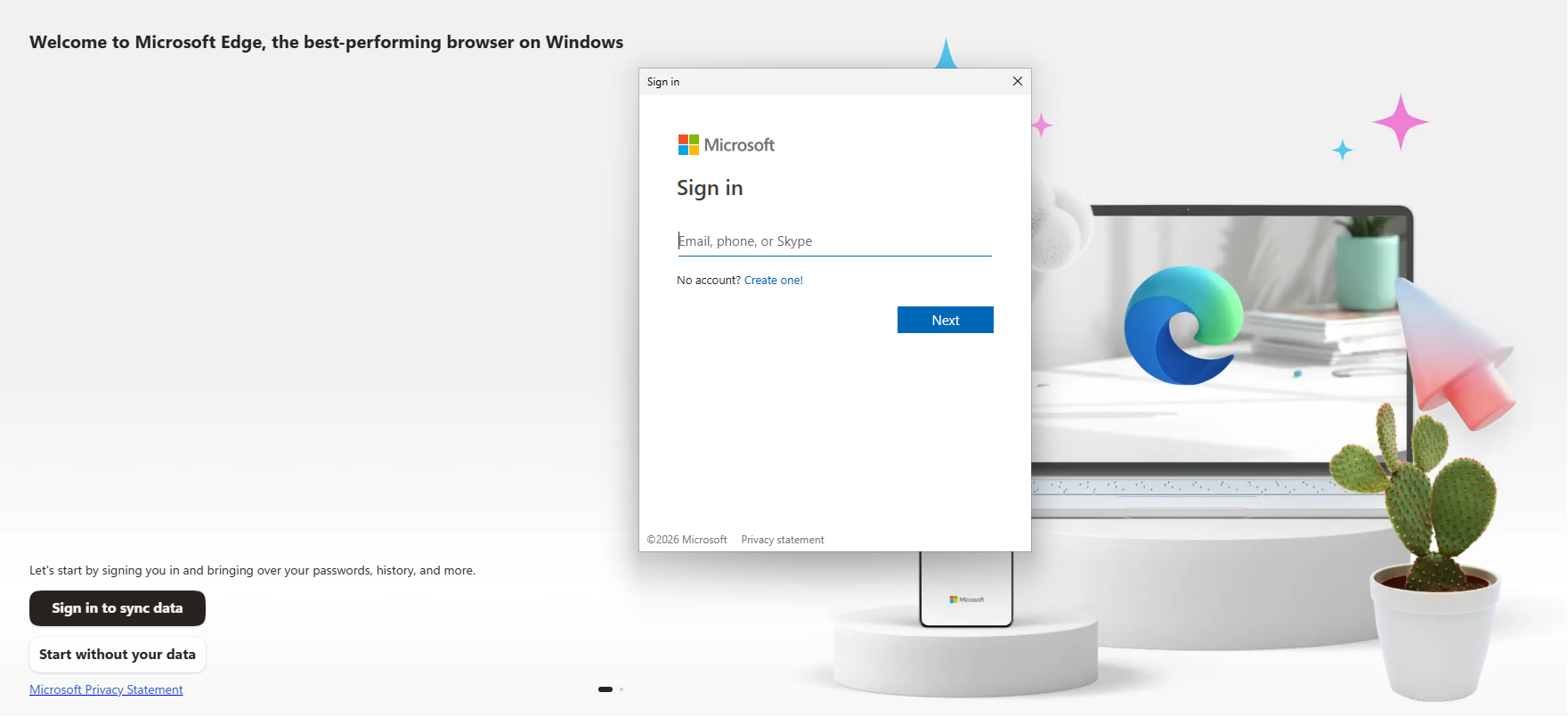 Microsoft Account sign in in Edge
