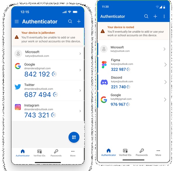 Microsoft Authenticator warning for rooted or jailbreak