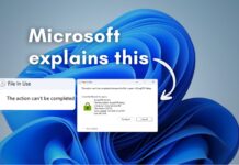 Microsoft explains why File In Use error occurs even after the application is closed