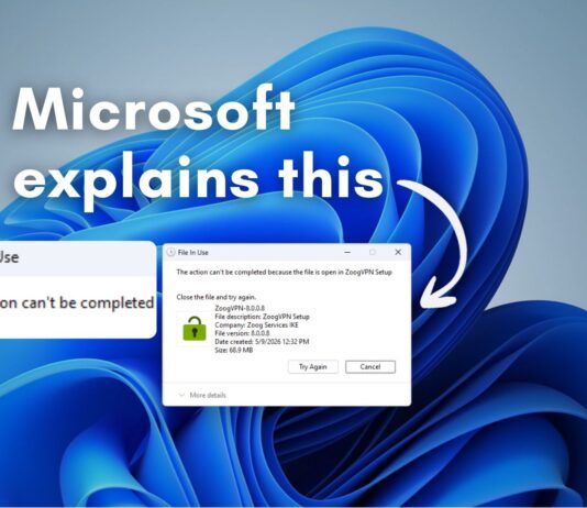 Microsoft explains why File In Use error occurs even after the application is closed