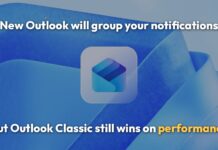 New Outlook notifications grouping