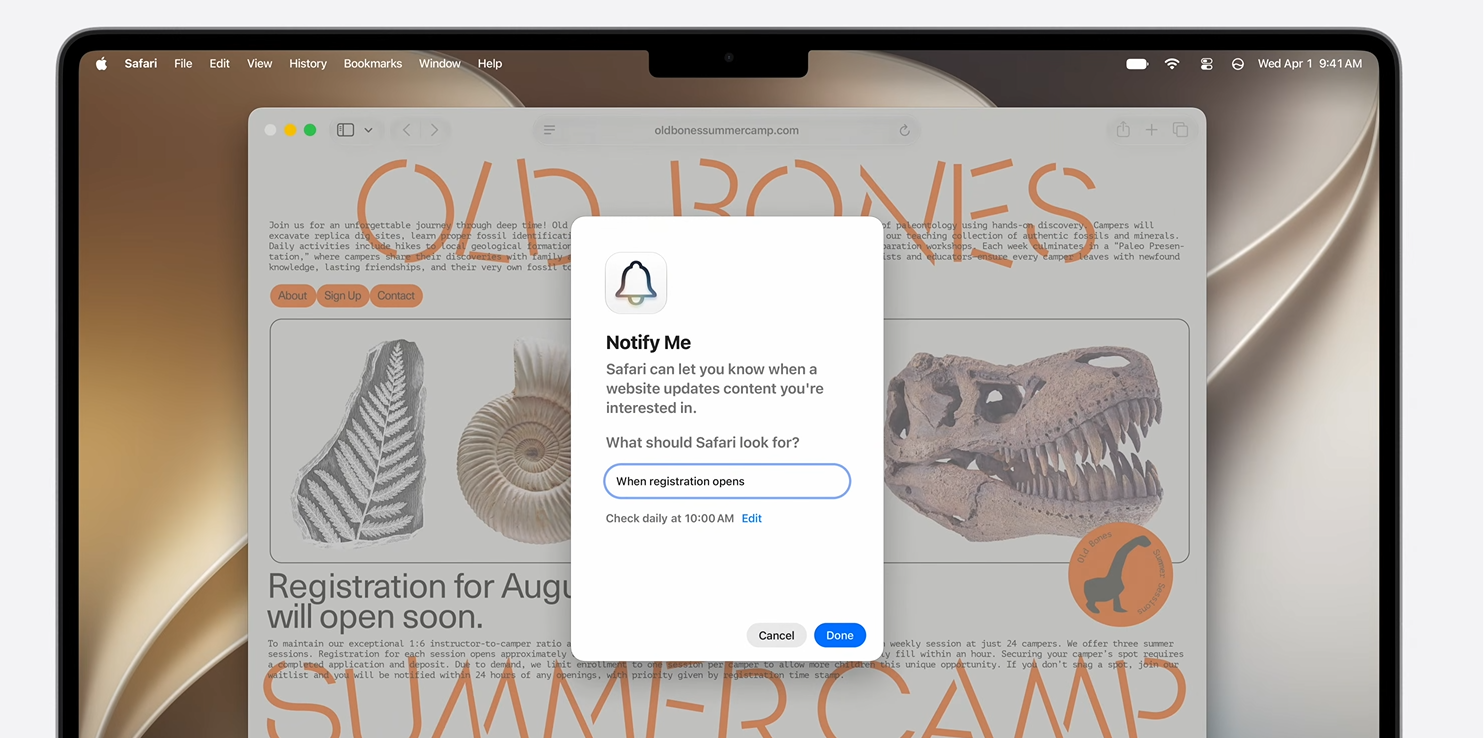 Notify Me in Safari