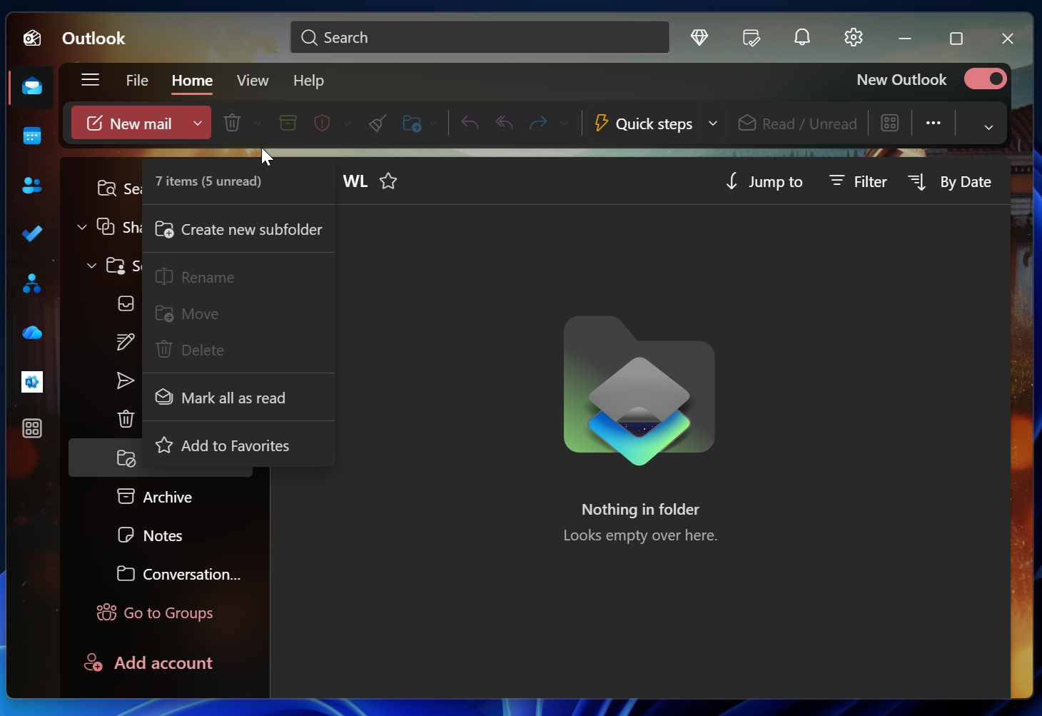 Outlook Add to Favorites