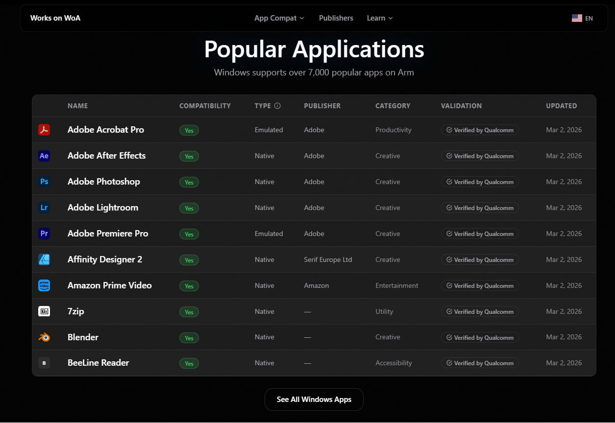 Popular apps work on Windows on Arm