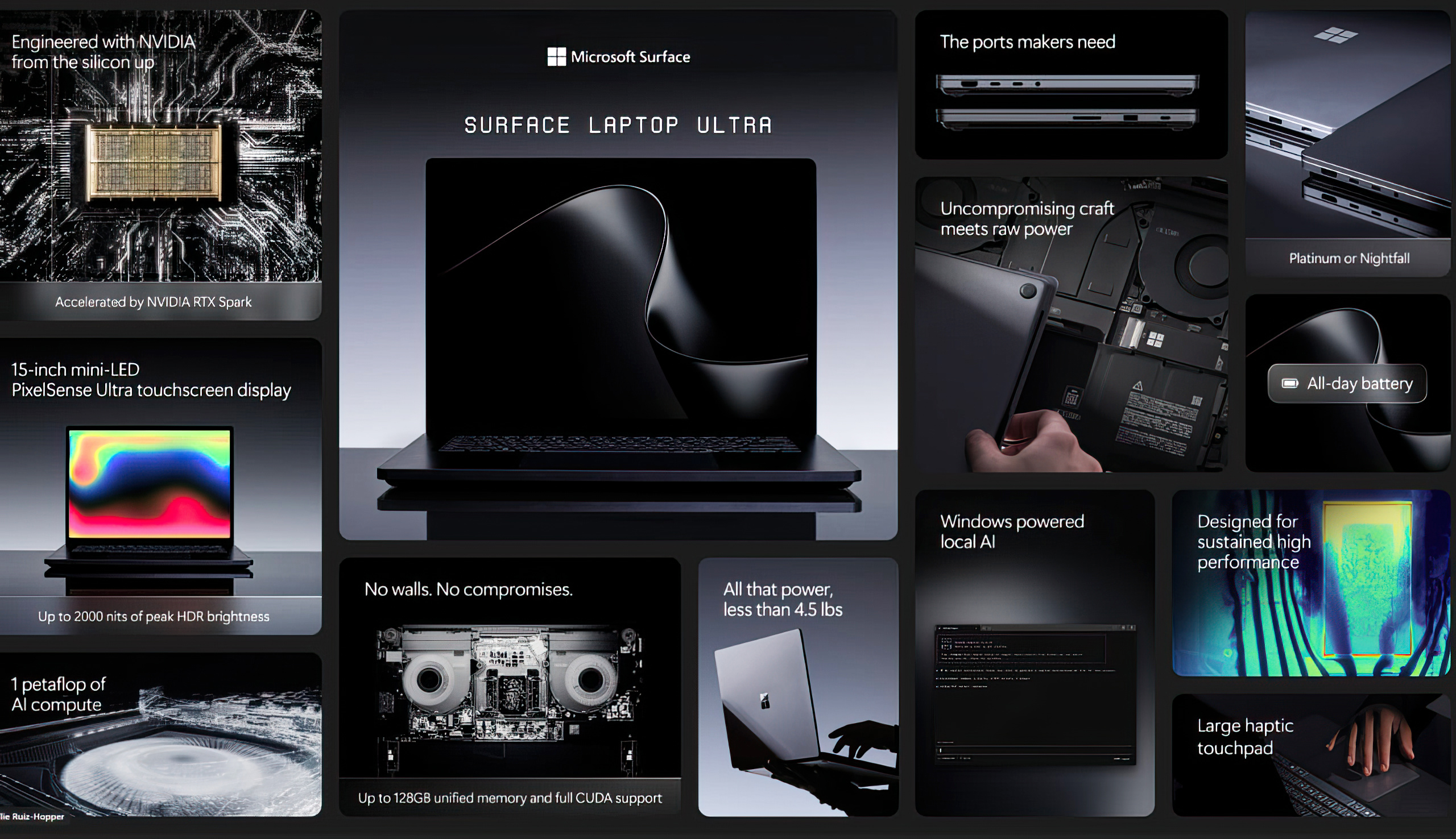 Surface Laptop Ultra feature grid