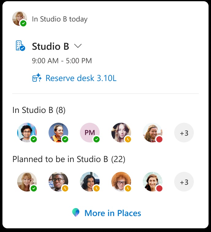 Teams current location of the employee