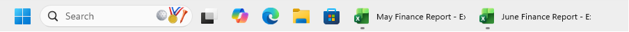 Two instances of Excel open with App label shown