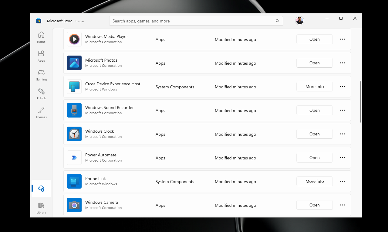 Updates to Windows 11 Inbox apps