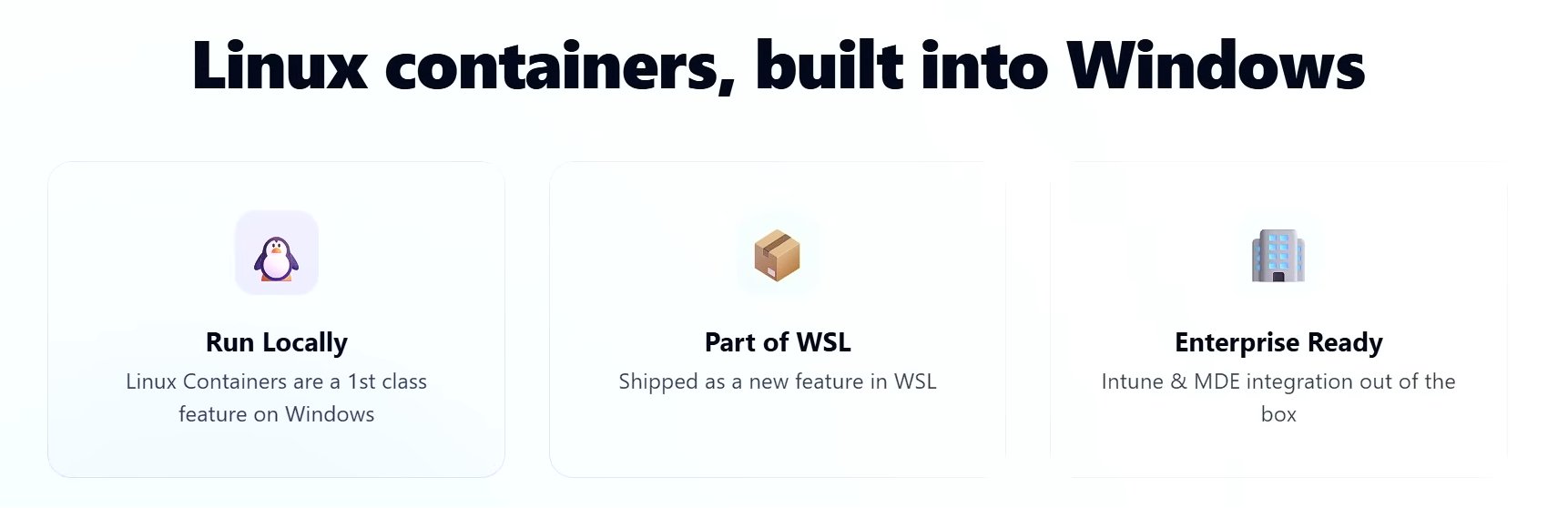 WSL Containers features
