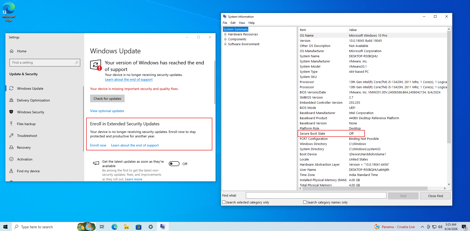 Windows 10 PC without enrolling in Extended Security Updates will not receive Secure Boot Certificate