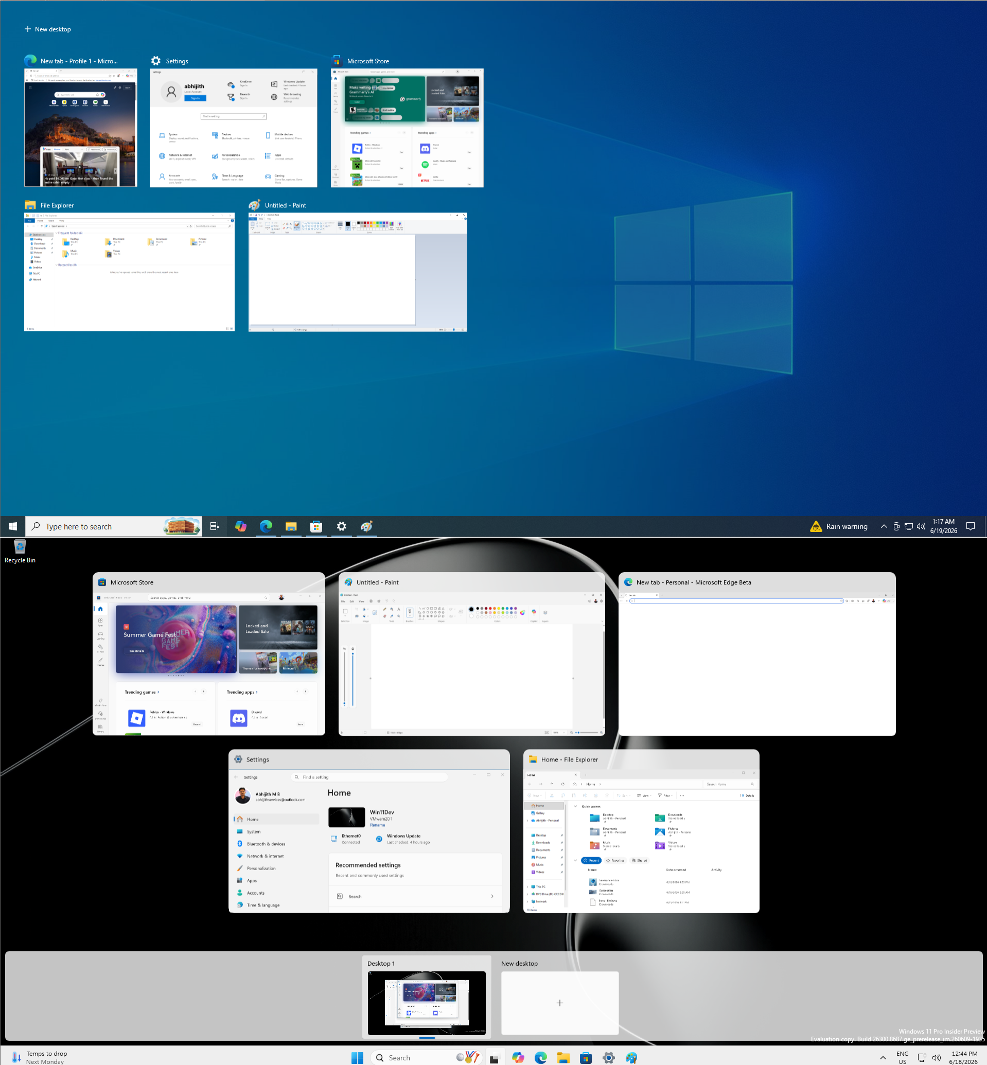Windows 10 vs Windows 11 task view feature