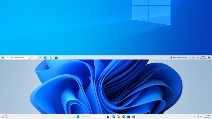 Windows 10 vs Windows 11 taskbar Windows 10 vs Windows 11 taskbar