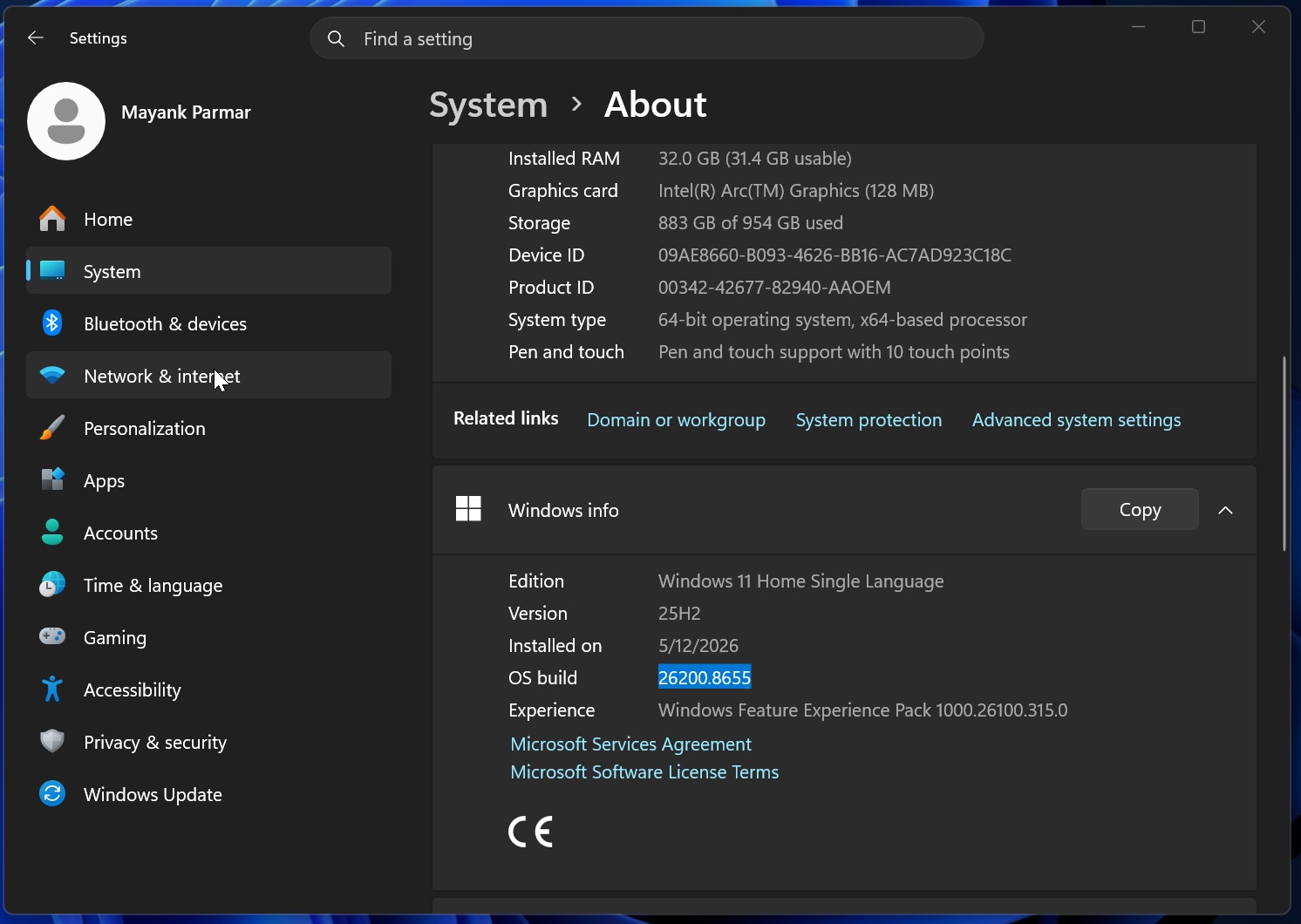 Windows 11 Build 26200.8655