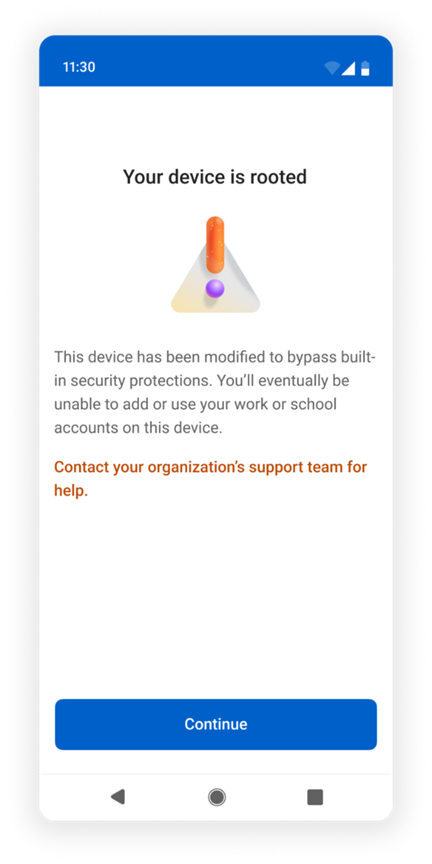 Your device is rooted in Microsoft Authenticator