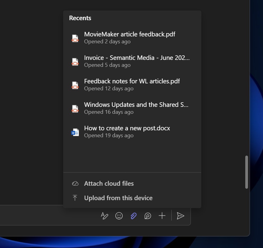 Attach cloud files in Microsoft Teams