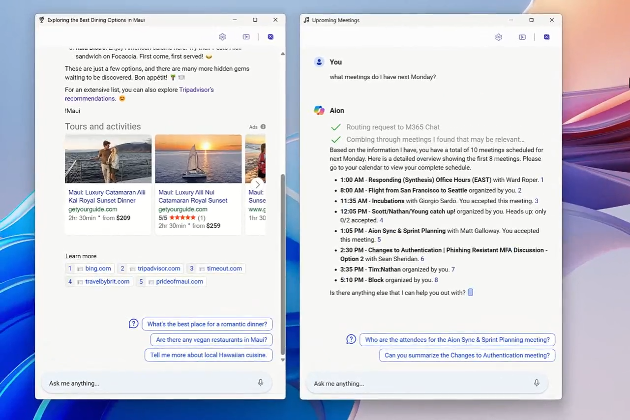 Chat become their own window in Copilot OS
