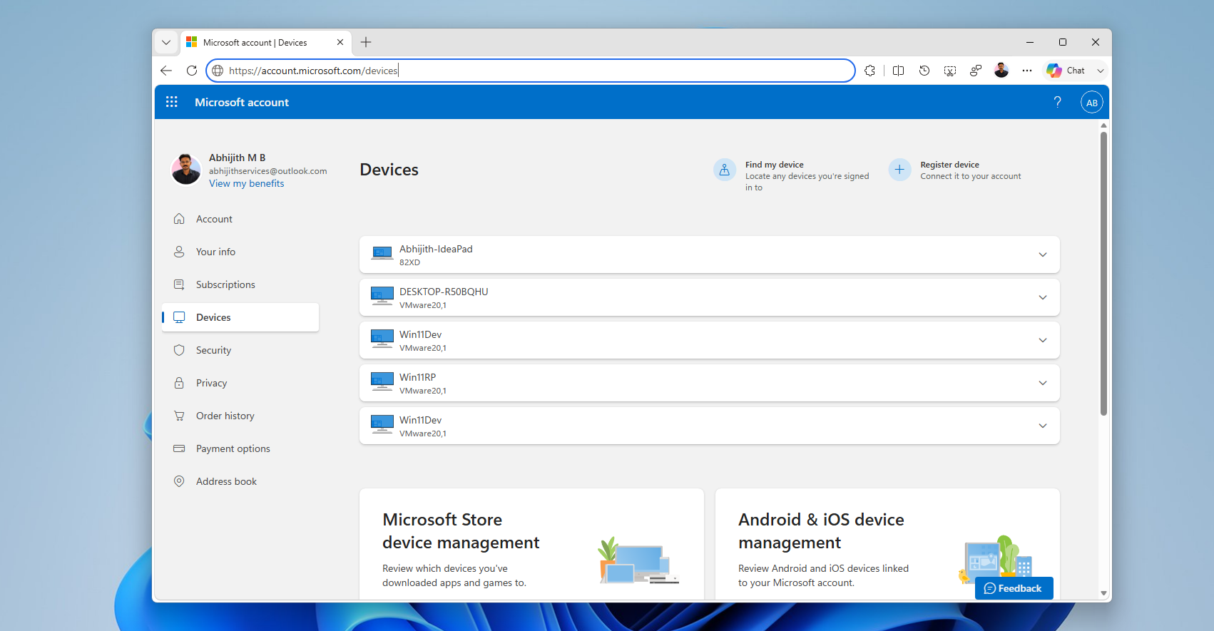 Device removed from account