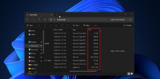 File Explorer file sizes in Windows 11
