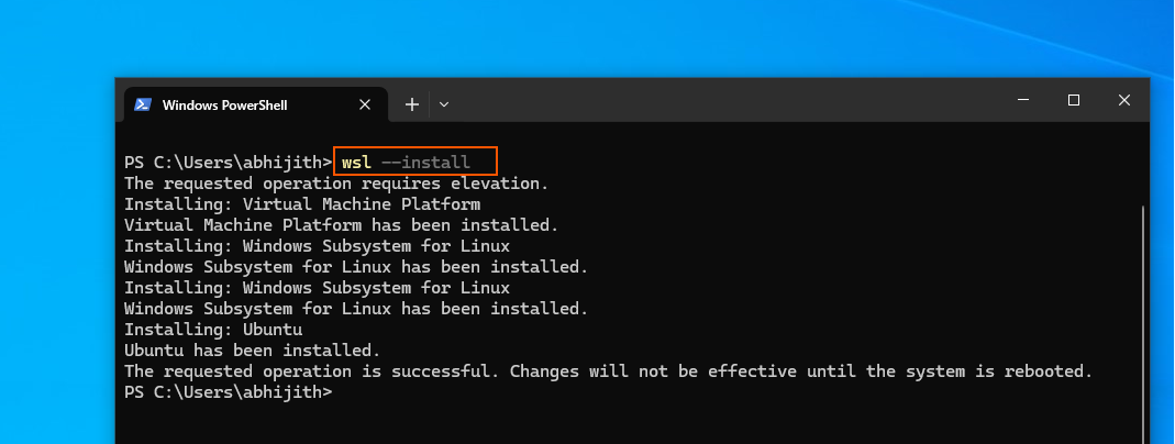Installing WSL in Windows 10 PC