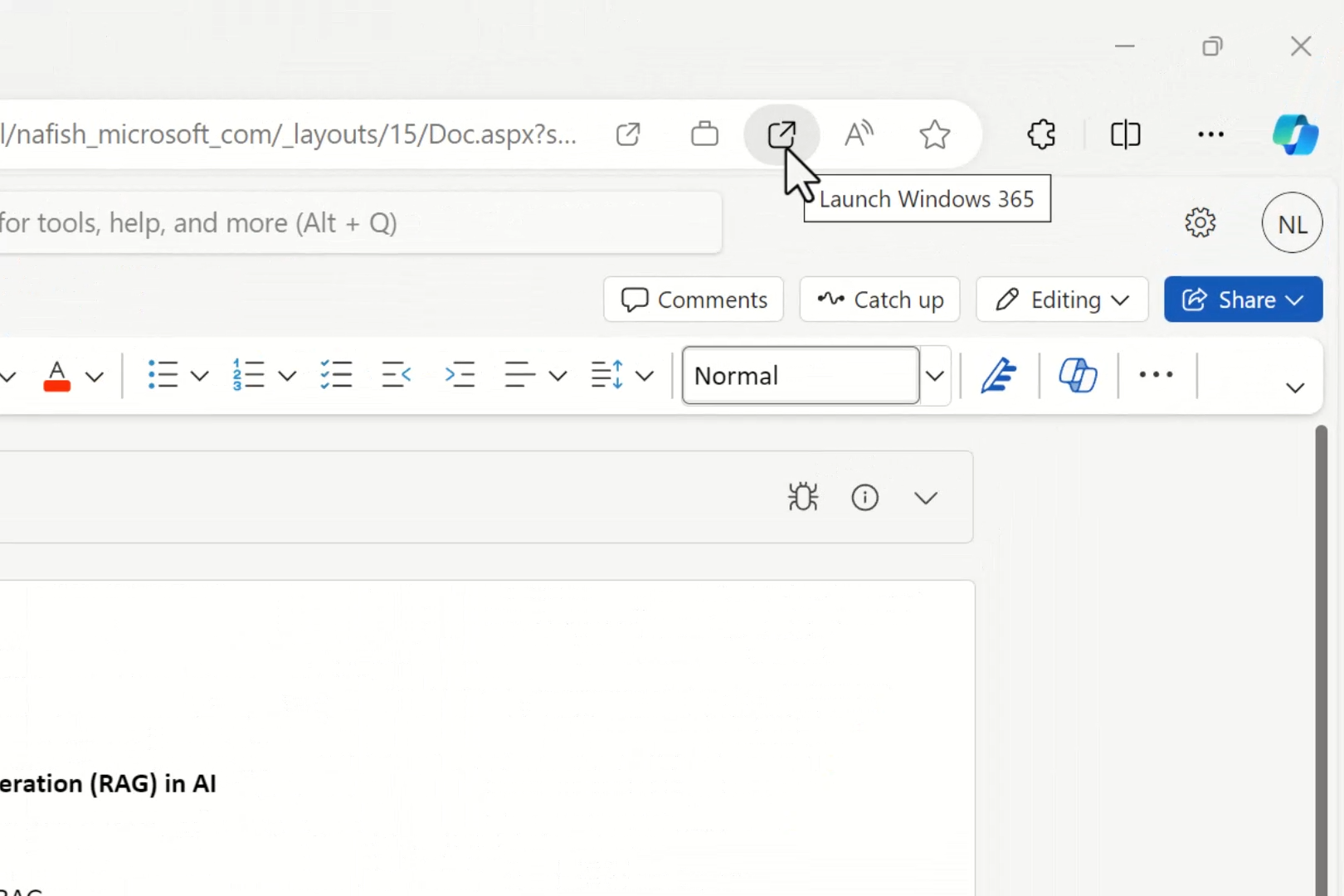 Launch Windows 365 via Copilot oS