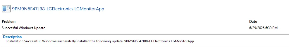 Windows ha instalado correctamente la aplicación LG Monitor
