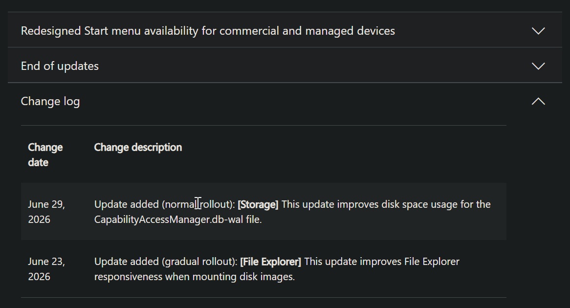 Microsoft quietly confirmed storage bug in release notes
