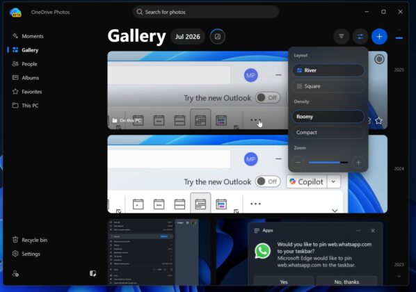 OneDrive Photos app Gallery section