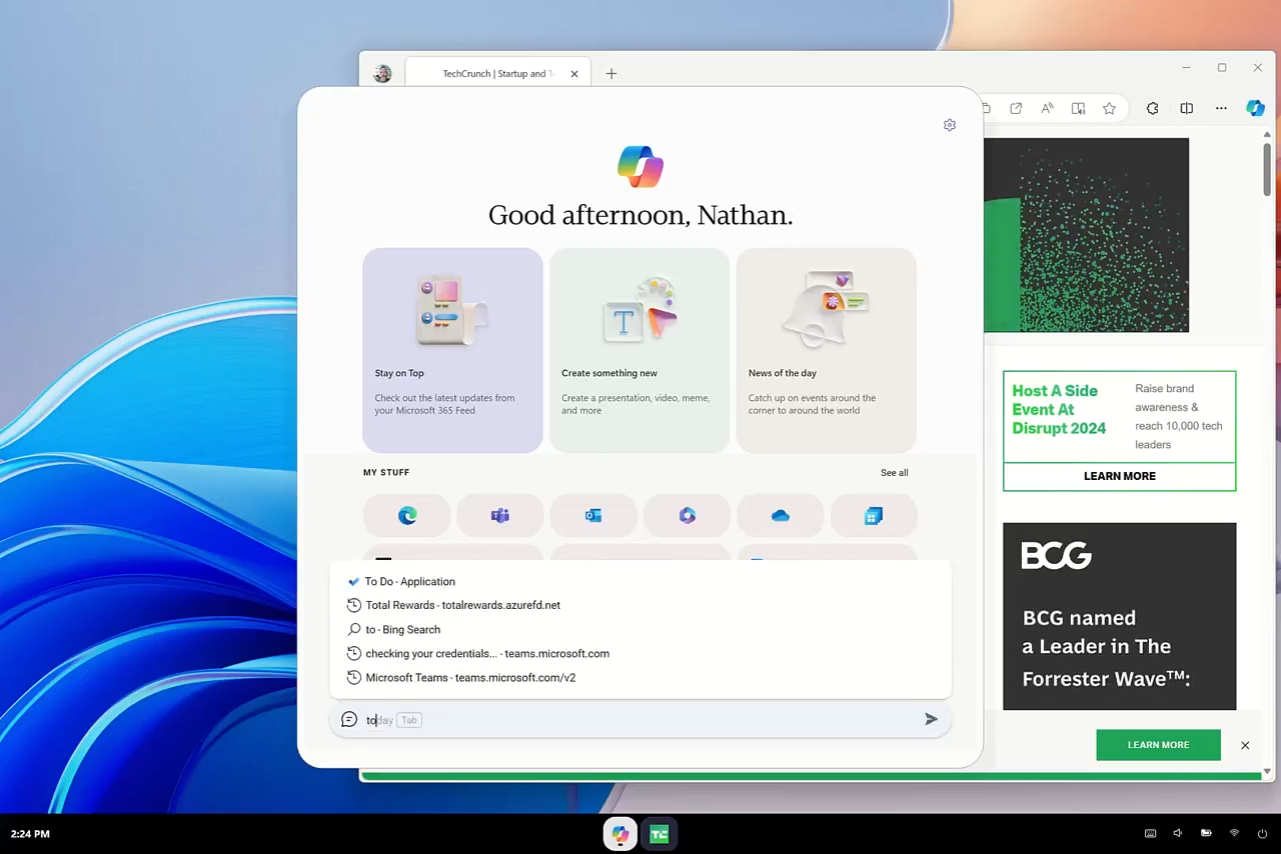 Opening Microsoft To Do in Copilot OS