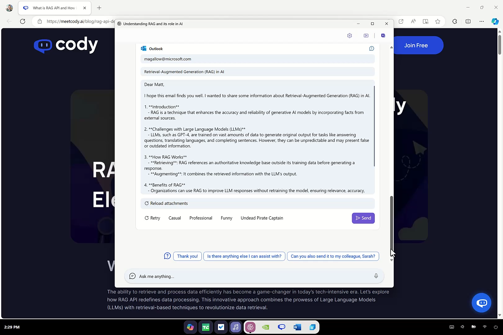 Outlook in Copilot OS