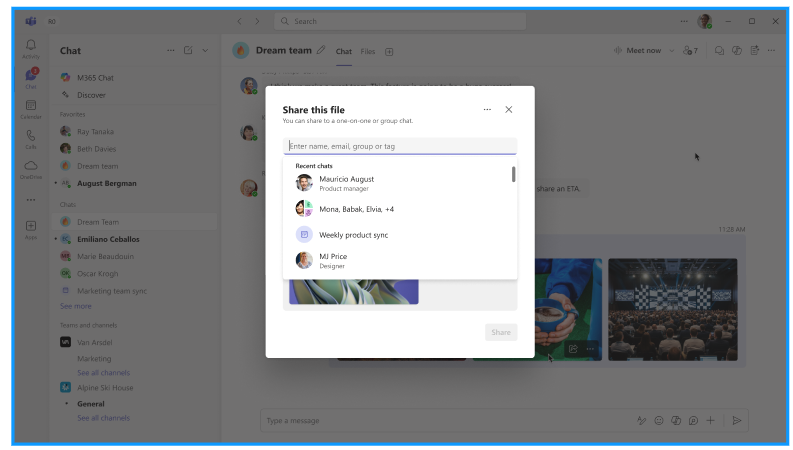Share this file in Teams